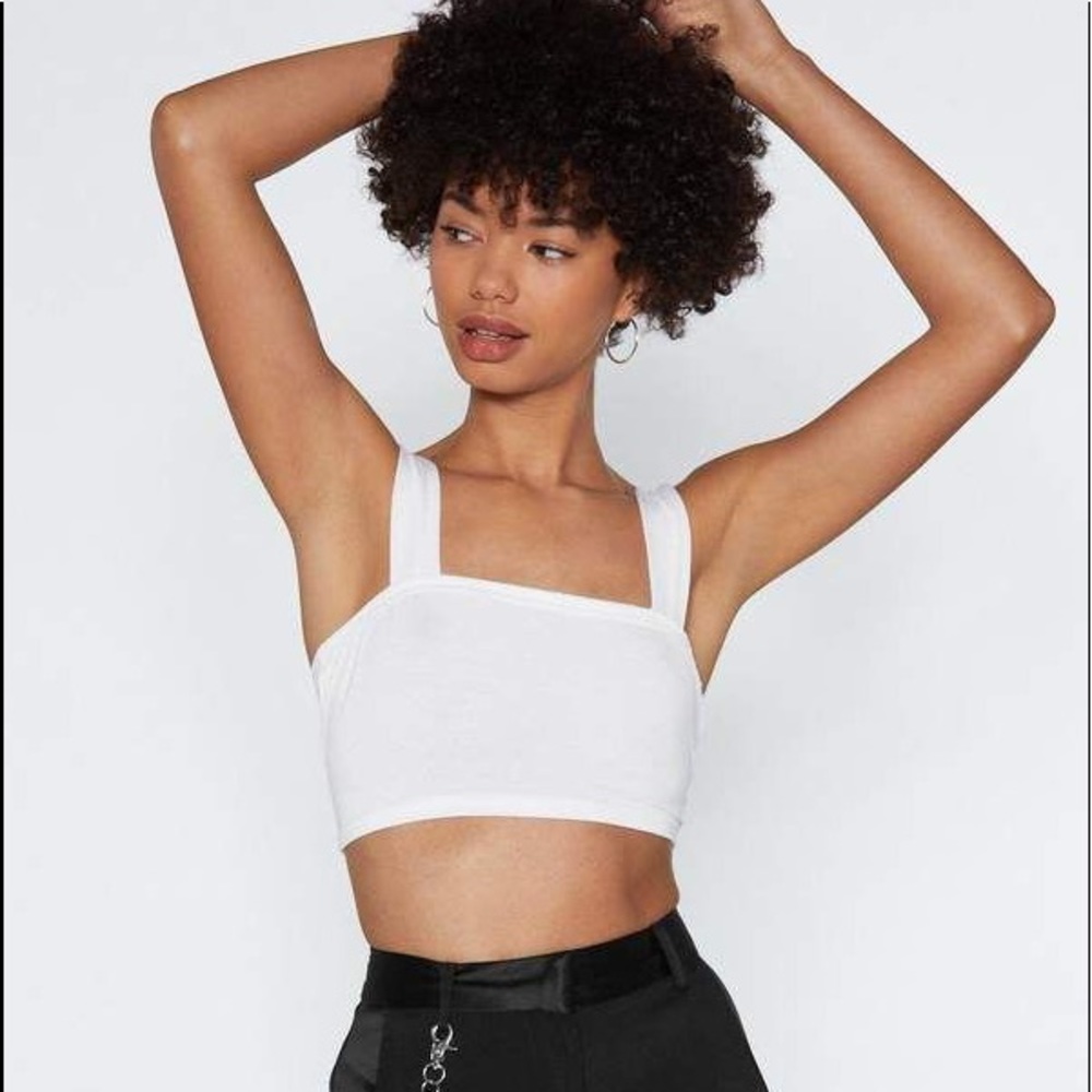 White Nastygal Square Enough Crop top